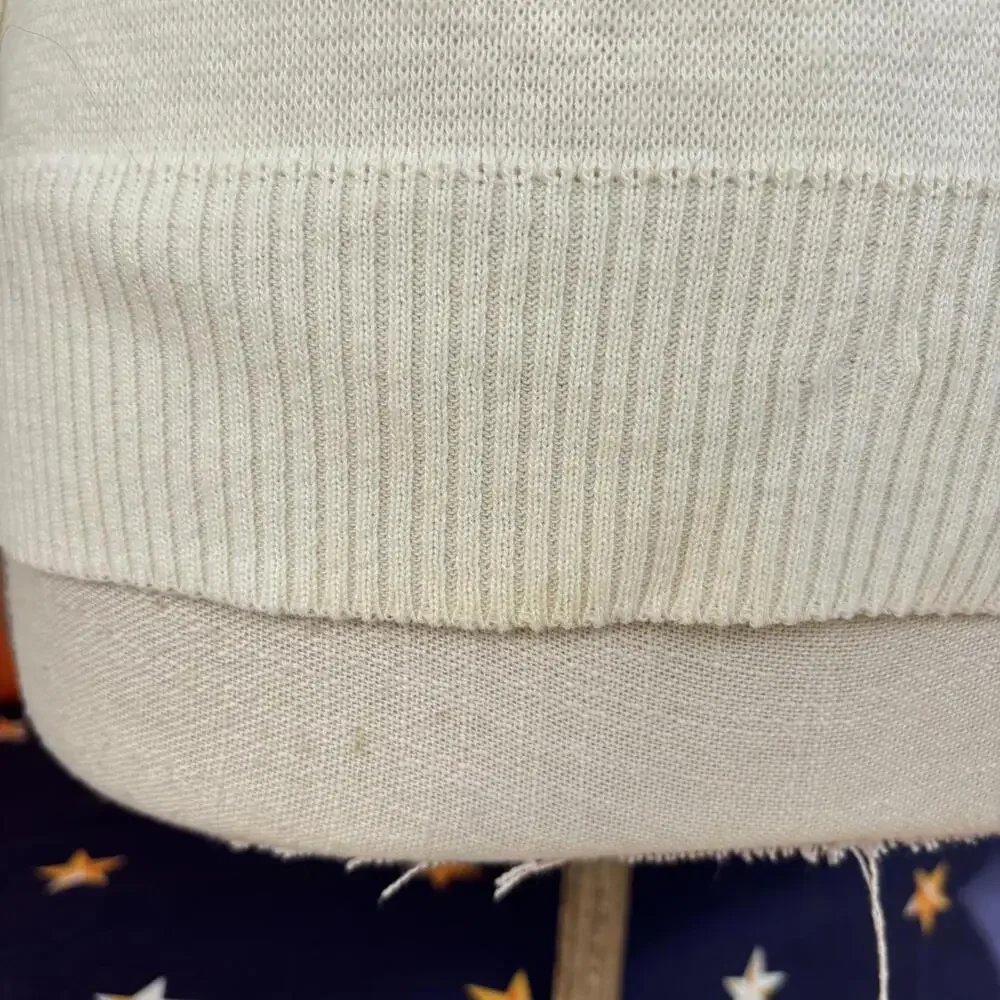 Vtg knit beaded cream sweater - Picture 3 of 5